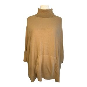 MICHAEL KORS Women's Camel Tan Oversized Turtleneck Sweater‎ Poncho Pullover XL